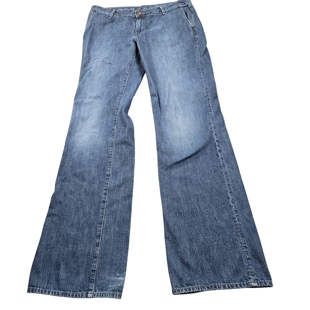 Earnest Sewn Jeans Womens 30 Blue Medium Wash Mid Rise Relaxed Wide Leg Denim